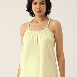 BRINNS Cream-Coloured Shoulder Straps Cotton Tank Top-image-40
