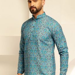 SOJANYA Men Geometric Printed Kurta image 2