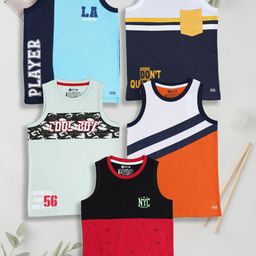 3PIN Pack Of 5 Printed Pure Cotton Boys Basic VestsHECTOR-image-26