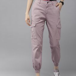 The Roadster Lifestyle Co Women Mauve Sustainable Joggers-image-62