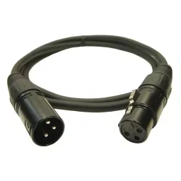 RS PRO Male 3 Pin XLR to Female 3 Pin XLR Cable Black 3 m, 1893947-20