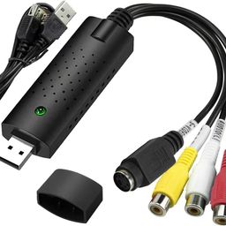 BLACK CROWN USB 2.0 Easycap Audio and Video Capturing Device Directly from TV Dc60 Tv DVD VHS Video Adapter Capture Card Audio Av Capture Support Windows Xp/7/Vista 64 with Attach Setup Link image 1