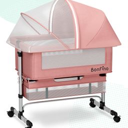 Bonfino Regal Crib Cum Bedside Bassinet - Pink-23
