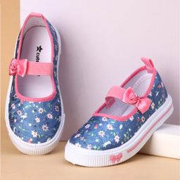 Cute Walk by Babyhug Velcro Closure Casual Shoes Bow Applique - Blue-image-18