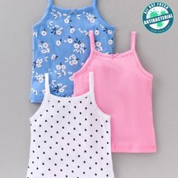 Babyoye Eco Conscious Anti Bacterial Cotton Slips Floral & Polka Dots Print Pack of 3 - Blue Pink White-picture-36