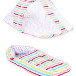 VParents Mite Baby Bedding Set with Pillow and Sleeping Bag Combo Stripes - Multicolor-25