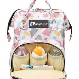 Babymoon Multifunction Backpack Style Maternity Shapes Print Diaper Bag - Peach-image-81