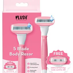 Plush 5 Blade Body Razor for Women with Aloe Vera Lubricating Strip - Pink-10