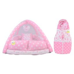 Kwitchy Baby Bedding Combo Luxury Mattress with Net & Sleeping Bag Cum Wrap Swaddle  -Pink-13