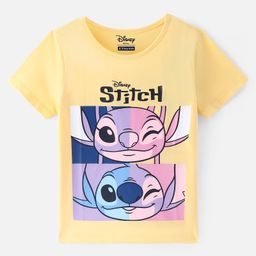 Pine kids Disney Cotton Knit Half Sleeves T-Shirt with Lilo & Stitch Graphics- Yellow-image-50