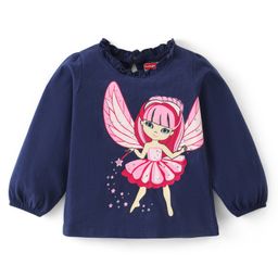 Babyhug Cotton Knit Full Sleeves Top With  Fairy Print -Navy Blue-image-125