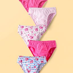 Honeyhap Premium Knit Panties with Polka Dots & Floral Print PAck of 5 - Bright White Sachet Pink & Fandango Pink-image-54