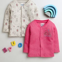 BUMZEE Pack Of 2 Full Sleeves Animals Printed Tees - Beige & Dark Pink-image-73