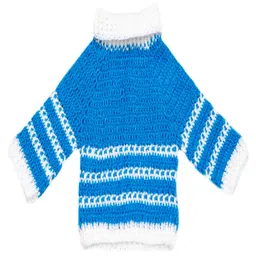 Knits & Knots Woollen Blend Full Sleeves Striped Sweater - Blue & White-picture-9