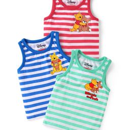 Babyhug Disney Interlock Knit Sleeveless Vests With Winnie The Pooh Graphics Pack of 3 - Red Blue & Green-image-61