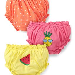 Doodle Poodle Single Jersey Knit Bloomers With Polka Dots & Fruit Print Pack Of 3 - Orange Yellow & Pink-image-36