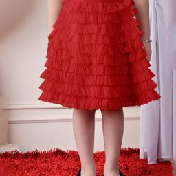 NEUDIS Net Ruffle Detailed Skirt - Red-image-96