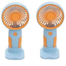 The Procure Store Mini Portable & Rechargeable Hand Fan with Stand Set of 2- Blue-30