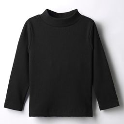 Smarty Girls 100% Cotton Knit Full Sleeves Solid Color T-Shirt - Black-image-5