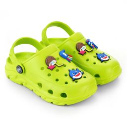 HOPPA SWEDEN Perforated Clogs With Shark & Coconut Charms - Neon-image-44
