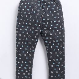 Parrot Crow Cotton Knit Floral Printed Pajama - Charcoal Grey-image-45