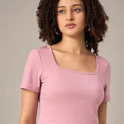 R.Code by The Roadster Lifestyle Co. Women Solid Scoop Neck Cotton T-shirt-image-62