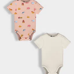 Orange Sugar Infants Pack Of 2 Printed Cotton Bodysuits-58