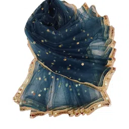 Navti Creations Women Ethnic Turquoise Blue Dupatta-picture-34