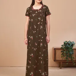 Sand Dune Women Printed Pure Cotton Maxi Nightdress-image-8
