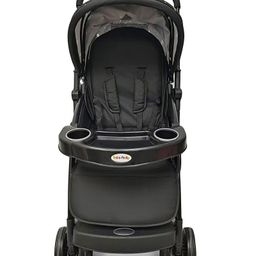 fab n funky Baby Stroller with 5-Point Safety Harness Space Print - Grey| Padded Cushioned Seat| Multi-Level Backrest Recline| Single Hand Fold| Linked Brake| Food Tray with Cup Holder| Reversible Handle image 5