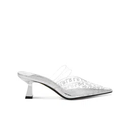 London Rag Embellished Block Mules with Laser Cuts image 3