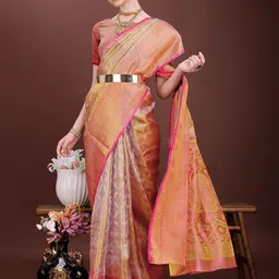 JUST FASHION Woven Design Zari Tissue Banarasi Saree-picture-6