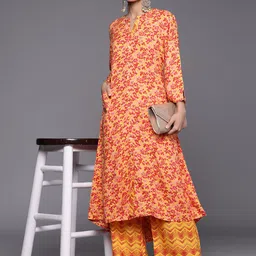 Biba Floral Printed A-Line Kurta with Palazzos-32