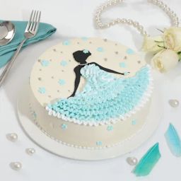 Elegant Blue Blossom Women's Day Cake (500 gm)-image-0