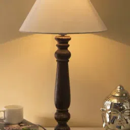 Homesake Antique Black Mabel Wood Table Lamp with White Shade (Bulb Included) - Set of 1-19