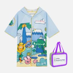 Little Surprise Box Kids Blue Printed Swim Poncho with Swim Bag-picture-26