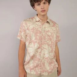 American Eagle Pink Regular Fit Floral Print Shirt-image-93