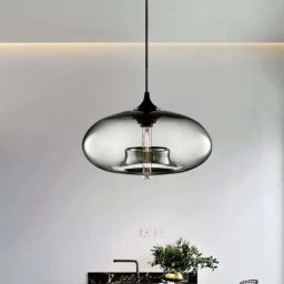 Smokey Cocktail Gun Metal Glass Ceiling Pendant Light-11