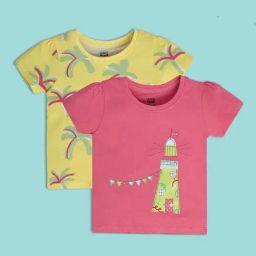 MINIKLUB Kids Pink & Yellow Printed Top (Pack Of 2)-image-19