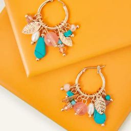 Accessorize London Multi Beaded Pearl Leaf Drop Earring-image-20
