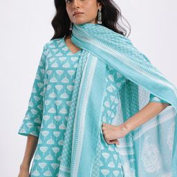 Anouk Printed Pure Cotton Kurta with Trousers & Dupatta-picture-4