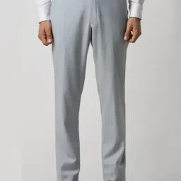 Van Heusen Grey Slim Fit Checks Trousers-image-70