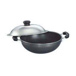 Prestige Omega Black Select Plus Round Base 170 mm Kadai with SS Lid - Set of 1-38