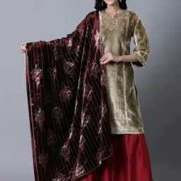 Wishful by W Maroon Dupatta-image-52