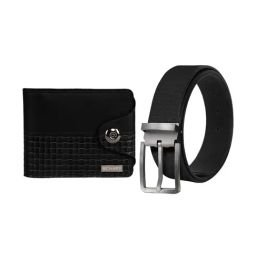 Scharf Black Leather Set Of Waist Belt And Wallet For Men-image-91