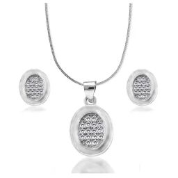 Taraash 92.5 Sterling Silver CZ Pendant Set for Women-image-57