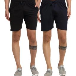 Vimal Jonney Navy & Black Regular Fit Shorts - Pack of 2-image-108