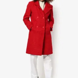 Campus Sutra Red Longline Coat-image-91