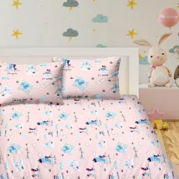 BELLA CASA Kidz Kindom Printed Multicolor 180 TC Cotton King Bedsheet with 2 Pillow Covers-image-88