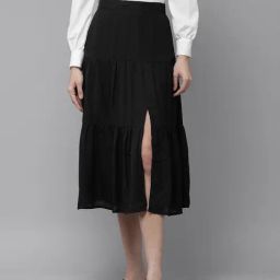 Rare Black A-Line Midi Skirt-image-67